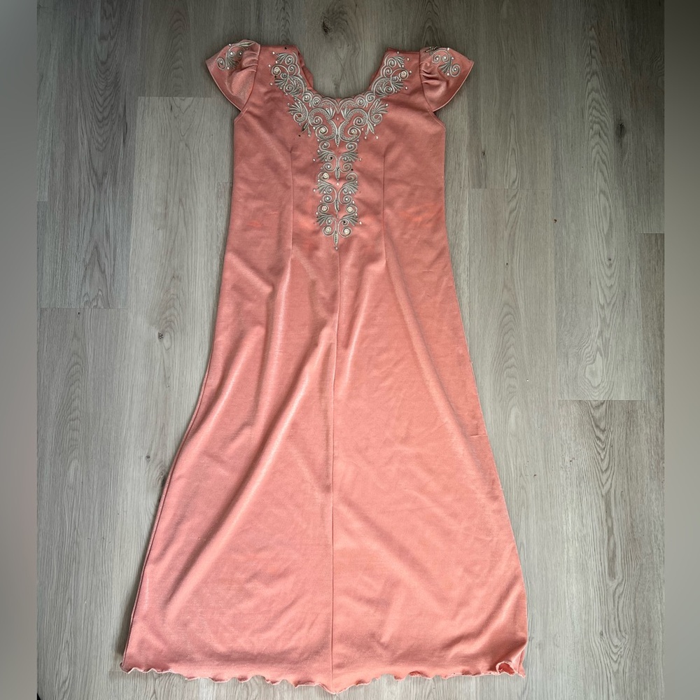 Peach Embroidered Dress